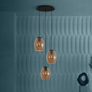 Eglo - Lampadario a sospensione con filo 3xE27/40W/230V marrone