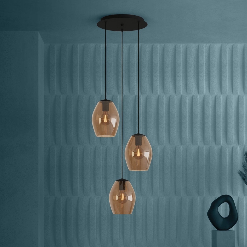 Eglo - Lampadario a sospensione con filo 3xE27/40W/230V marrone