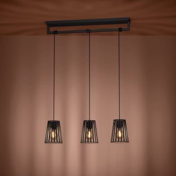 Eglo - Lampadario a sospensione con filo 3xE27/40W/230V nero