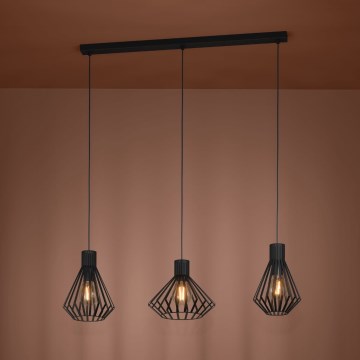 Eglo - Lampadario a sospensione con filo 3xE27/40W/230V nero