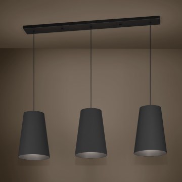 Eglo - Lampadario a sospensione con filo 3xE27/40W/230V nero