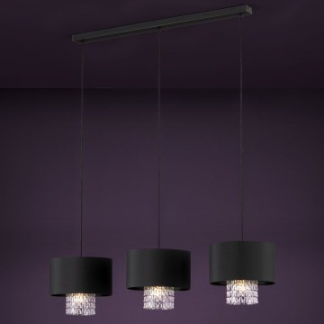 Eglo - Lampadario a sospensione con filo 3xE27/40W/230V nero