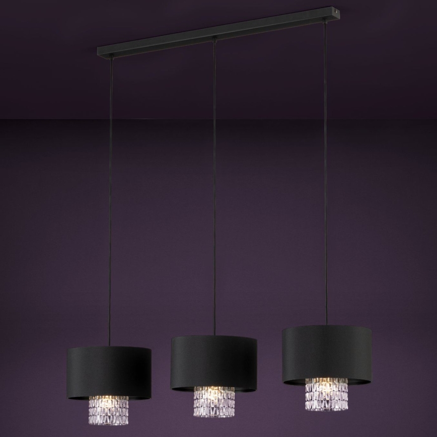 Eglo - Lampadario a sospensione con filo 3xE27/40W/230V nero