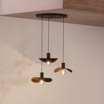 Eglo - Lampadario a sospensione con filo 3xE27/40W/230V nero/oro