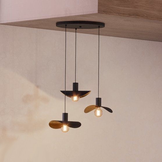 Eglo - Lampadario a sospensione con filo 3xE27/40W/230V nero/oro