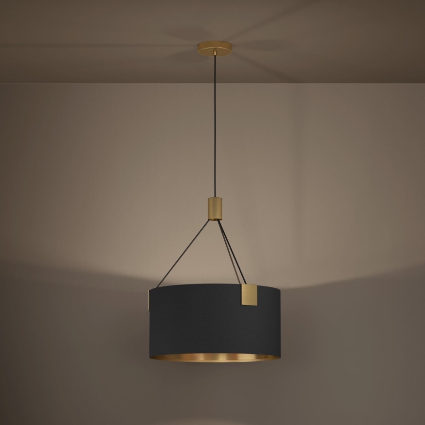 Eglo - Lampadario a sospensione con filo 3xE27/40W/230V nero/oro