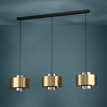 Eglo - Lampadario a sospensione con filo 3xE27/40W/230V oro