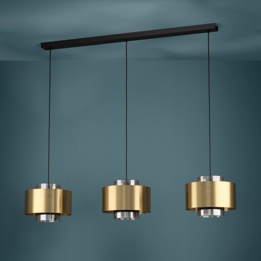 Eglo - Lampadario a sospensione con filo 3xE27/40W/230V oro