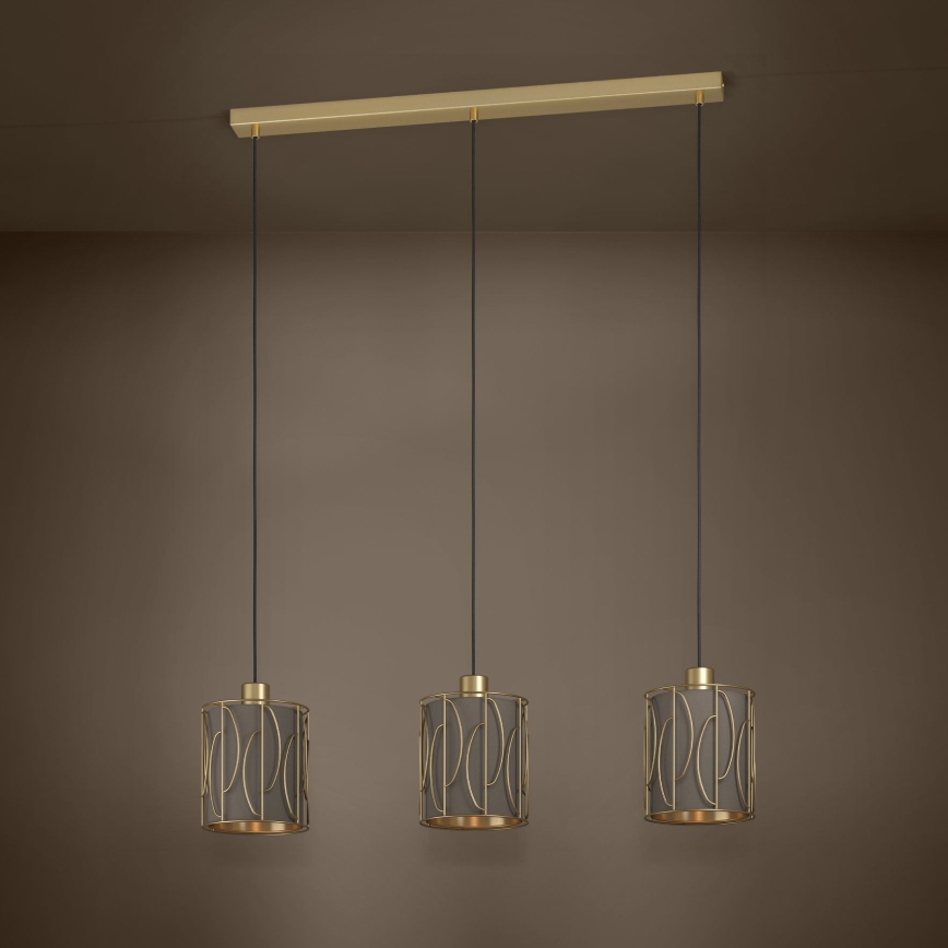 Eglo - Lampadario a sospensione con filo 3xE27/40W/230V oro/marrone