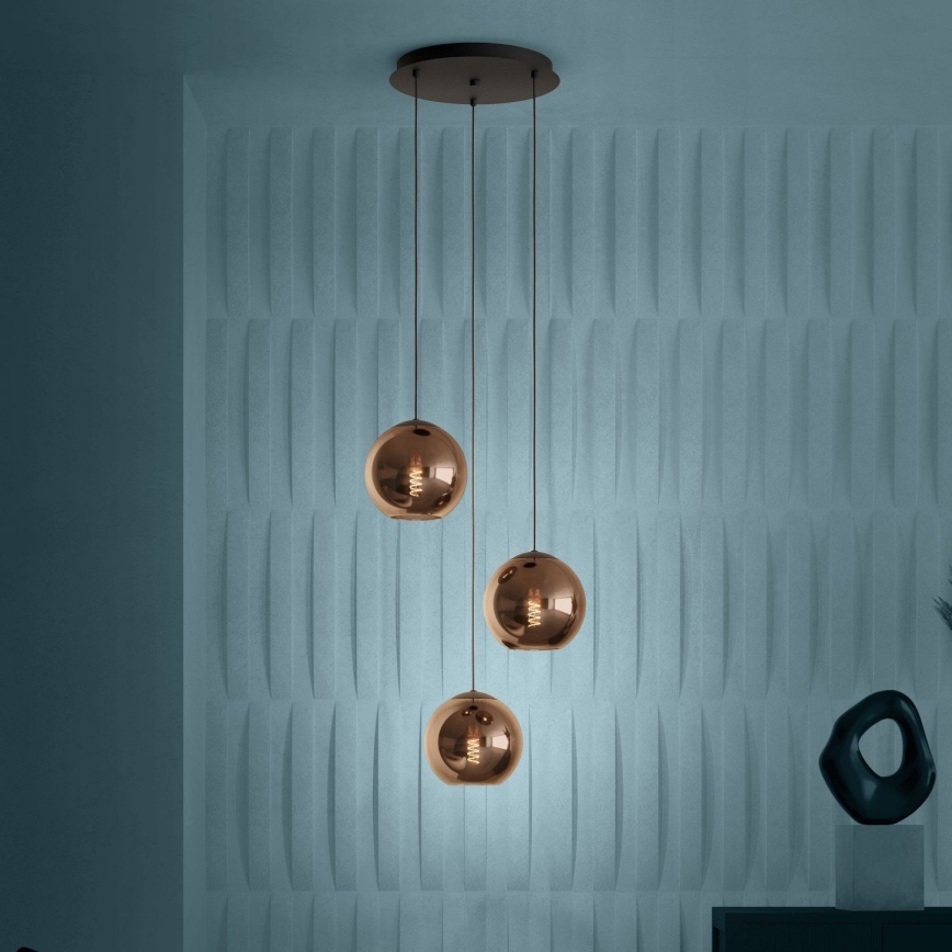 Eglo - Lampadario a sospensione con filo 3xE27/40W/230V rame