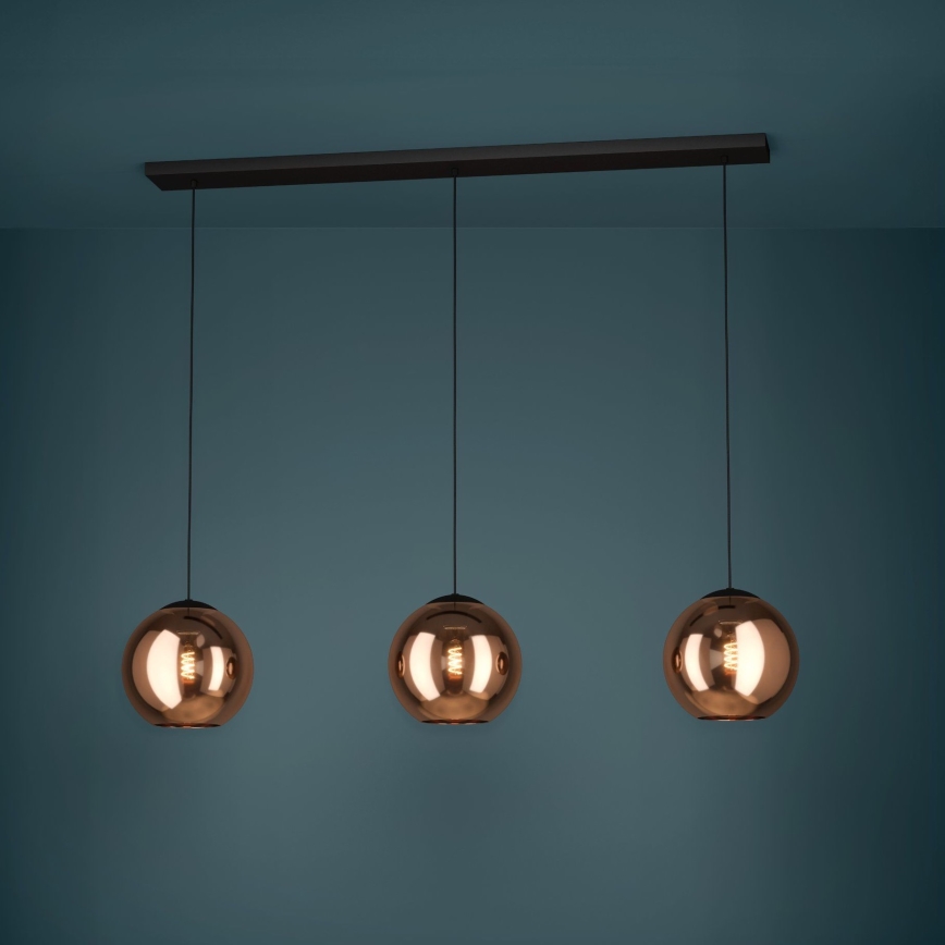 Eglo - Lampadario a sospensione con filo 3xE27/40W/230V rame