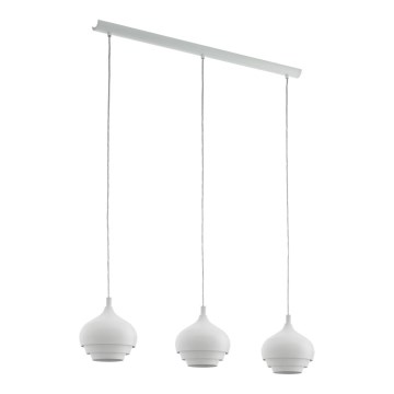 Eglo - Lampadario a sospensione con filo 3xE27/60W/230V bianco