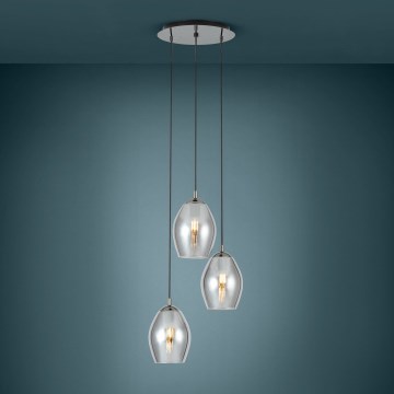 Eglo - Lampadario a sospensione con filo 3xE27/60W/230V fumé
