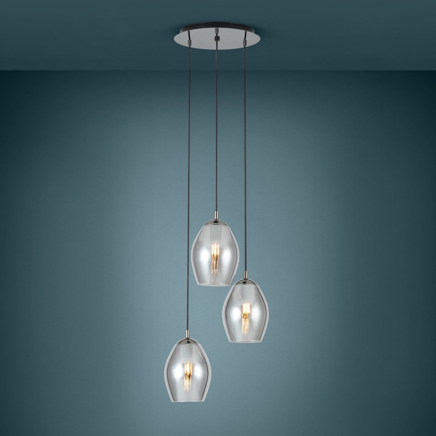 Eglo - Lampadario a sospensione con filo 3xE27/60W/230V fumé