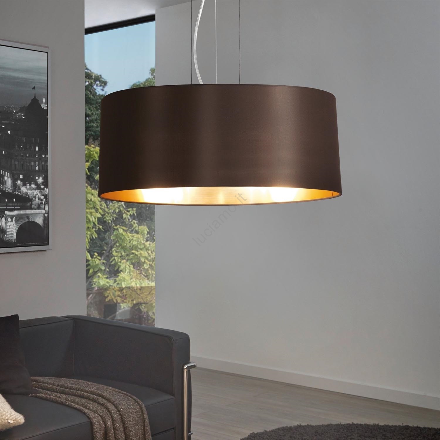 Eglo YORTH - Lampadario A Sospensione In Acciaio Nichelato Opaco, Design Moderno, 60W