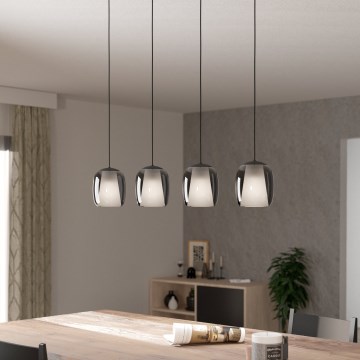 Eglo - Lampadario a sospensione con filo 4xE27/28W/230V grigio