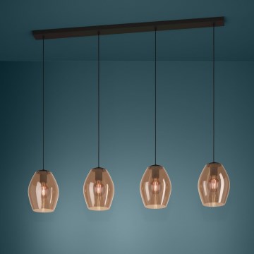 Eglo - Lampadario a sospensione con filo 4xE27/40W/230V marrone