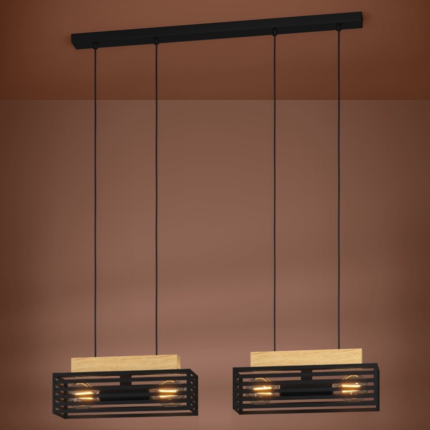 Eglo - Lampadario a sospensione con filo 4xE27/40W/230V nero/marrone