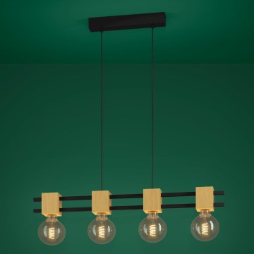 Eglo - Lampadario a sospensione con filo 4xE27/40W/230V nero/marrone