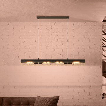 Eglo - Lampadario a sospensione con filo 4xE27/40W/230V nero/oro
