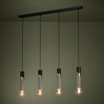 Eglo - Lampadario a sospensione con filo 4xE27/40W/230V nero/oro