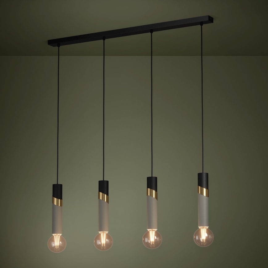 Eglo - Lampadario a sospensione con filo 4xE27/40W/230V nero/oro