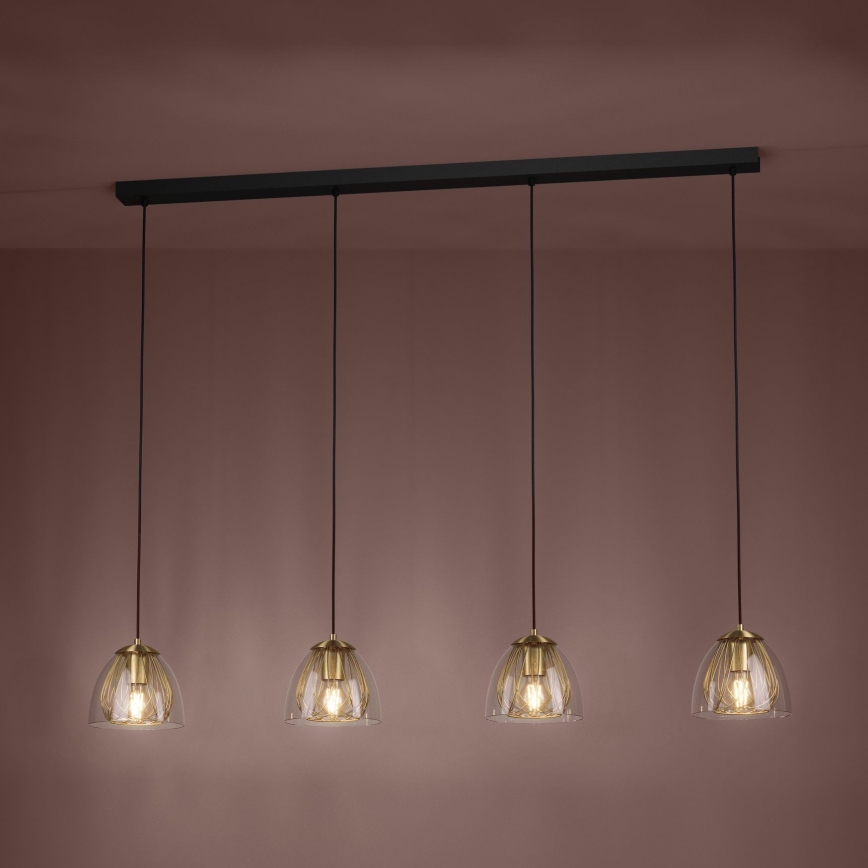 Eglo - Lampadario a sospensione con filo 4xE27/40W/230V oro