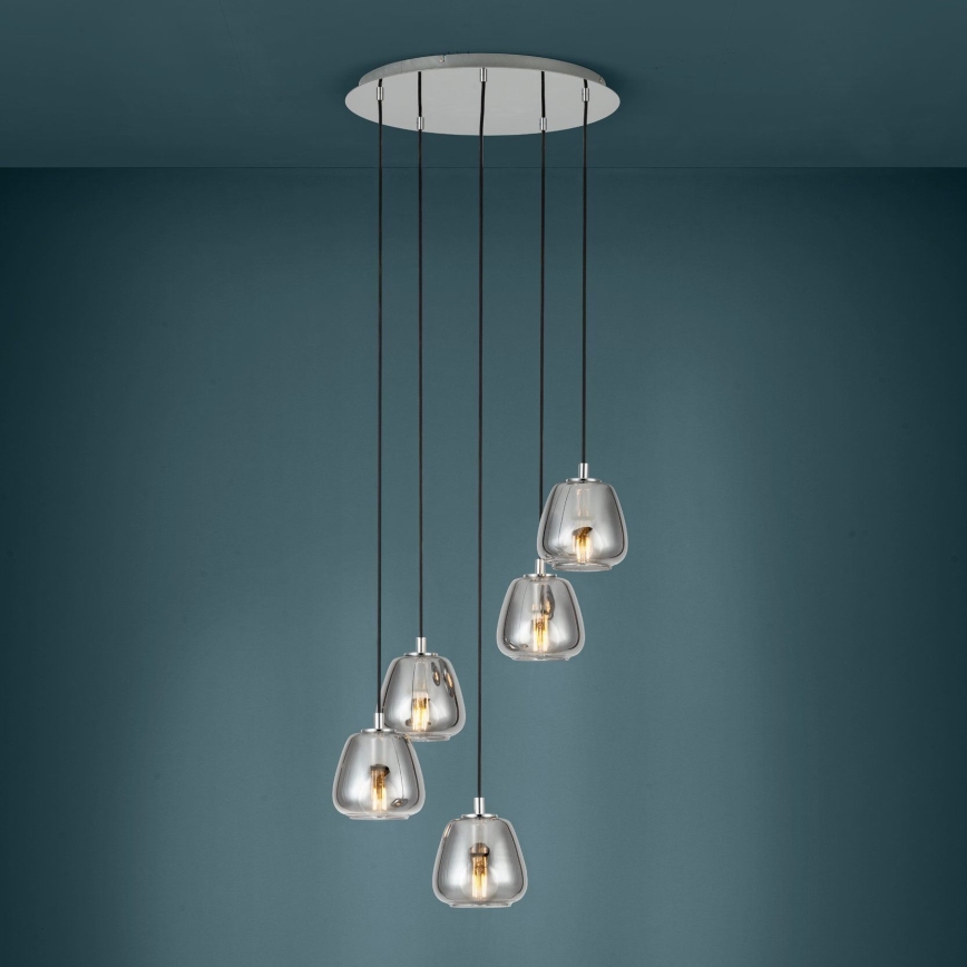 Eglo - Lampadario a sospensione con filo 5xE27/40W/230V fumé