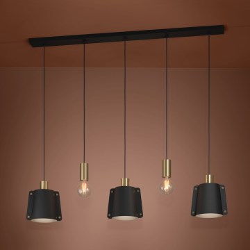 Eglo - Lampadario a sospensione con filo 5xE27/40W/230V nero/oro