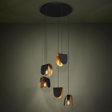 Eglo - Lampadario a sospensione con filo 5xE27/40W/230V nero/oro