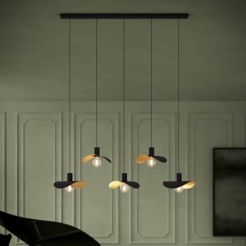 Eglo - Lampadario a sospensione con filo 5xE27/40W/230V nero/oro