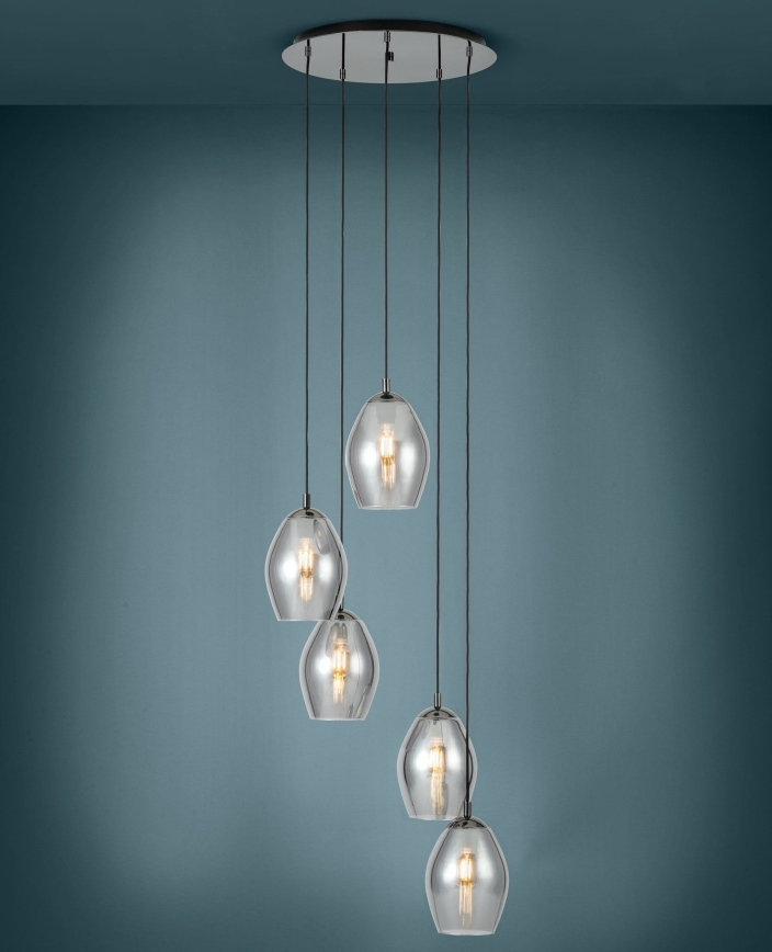 Eglo - Lampadario a sospensione con filo 5xE27/60W/230V fumé
