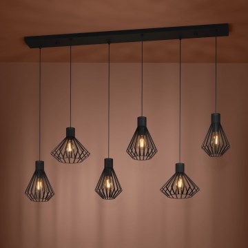 Eglo - Lampadario a sospensione con filo 6xE27/40W/230V nero