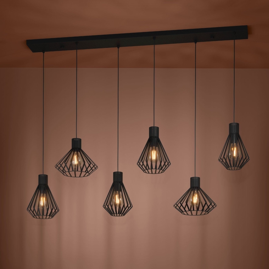 Eglo - Lampadario a sospensione con filo 6xE27/40W/230V nero