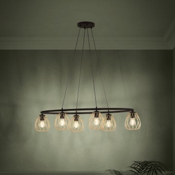 Eglo - Lampadario a sospensione con filo 6xE27/40W/230V nero/oro