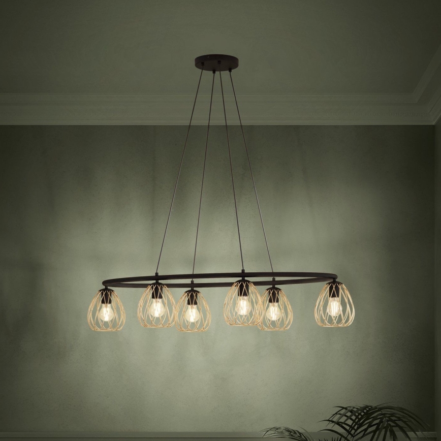 Eglo - Lampadario a sospensione con filo 6xE27/40W/230V nero/oro