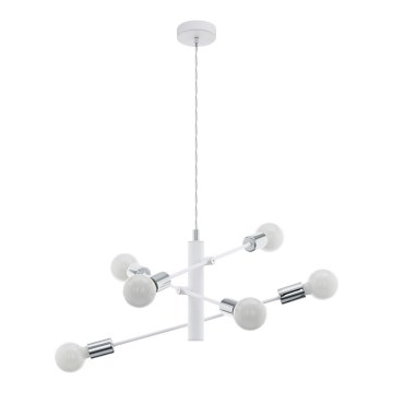 Eglo - Lampadario a sospensione con filo 6xE27/60W/230V bianco