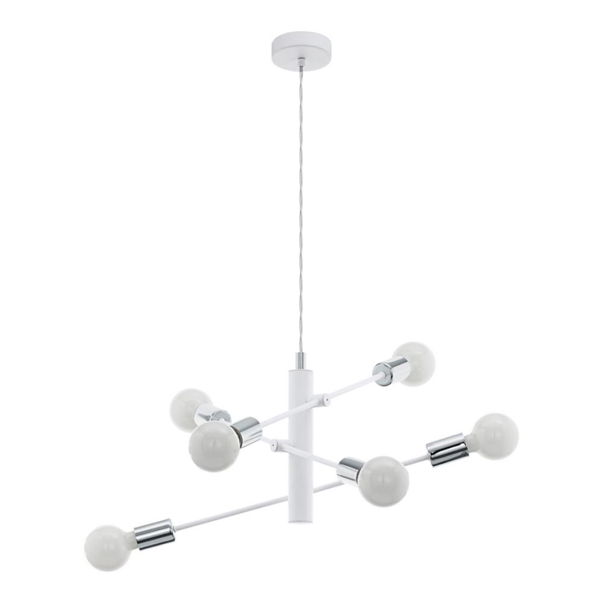 Eglo - Lampadario a sospensione con filo 6xE27/60W/230V bianco