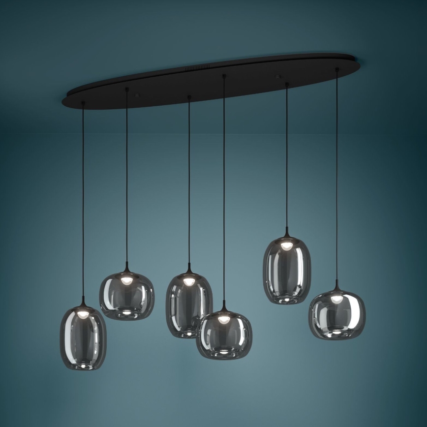 Eglo - Lampadario a sospensione con filo LED dimmerabile 6xLED/3,7W/230V 2700-6500K fumé + telecomando