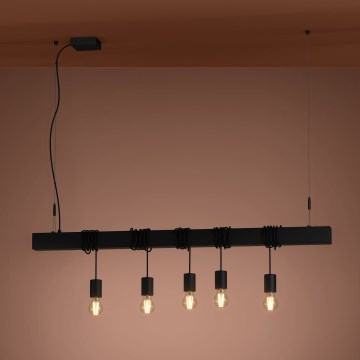 Eglo - Lampadario a sospensione con filo TOWNSHEND 5xE27/40W/230V nero