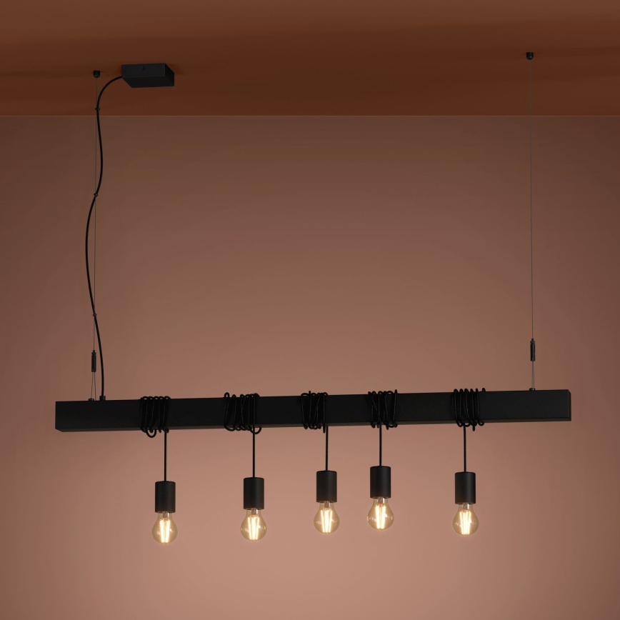 Eglo - Lampadario a sospensione con filo TOWNSHEND 5xE27/40W/230V nero