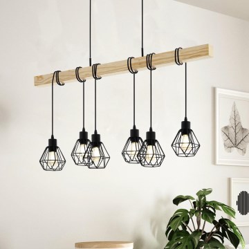 Eglo - Lampadario a sospensione con filo TOWNSHEND 6xE27/60W/230V - FSC certificato