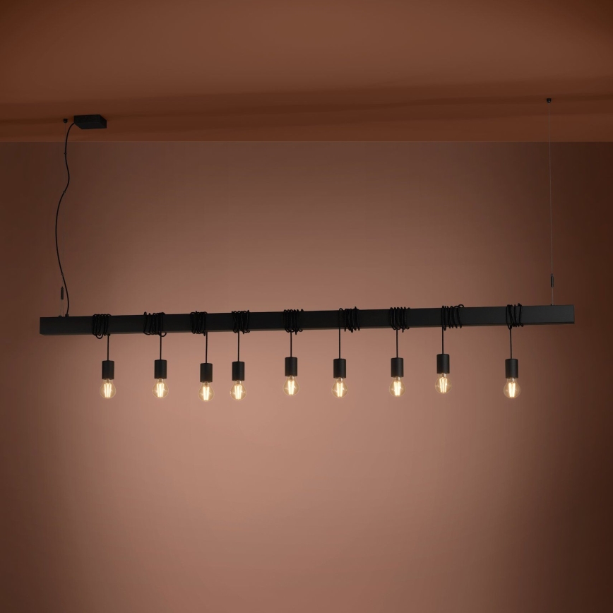 Eglo - Lampadario a sospensione con filo TOWNSHEND 9xE27/40W/230V nero
