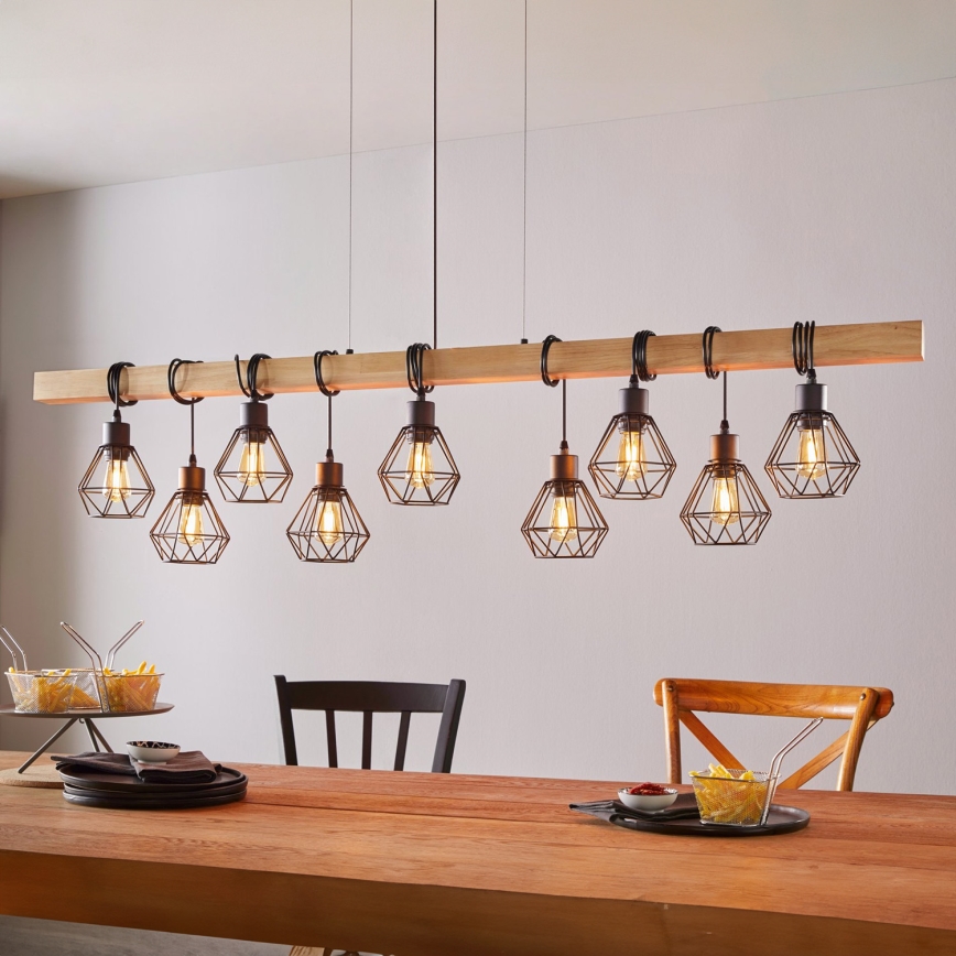 Eglo - Lampadario a sospensione con filo TOWNSHEND 9xE27/60W/230V - FSC certificato