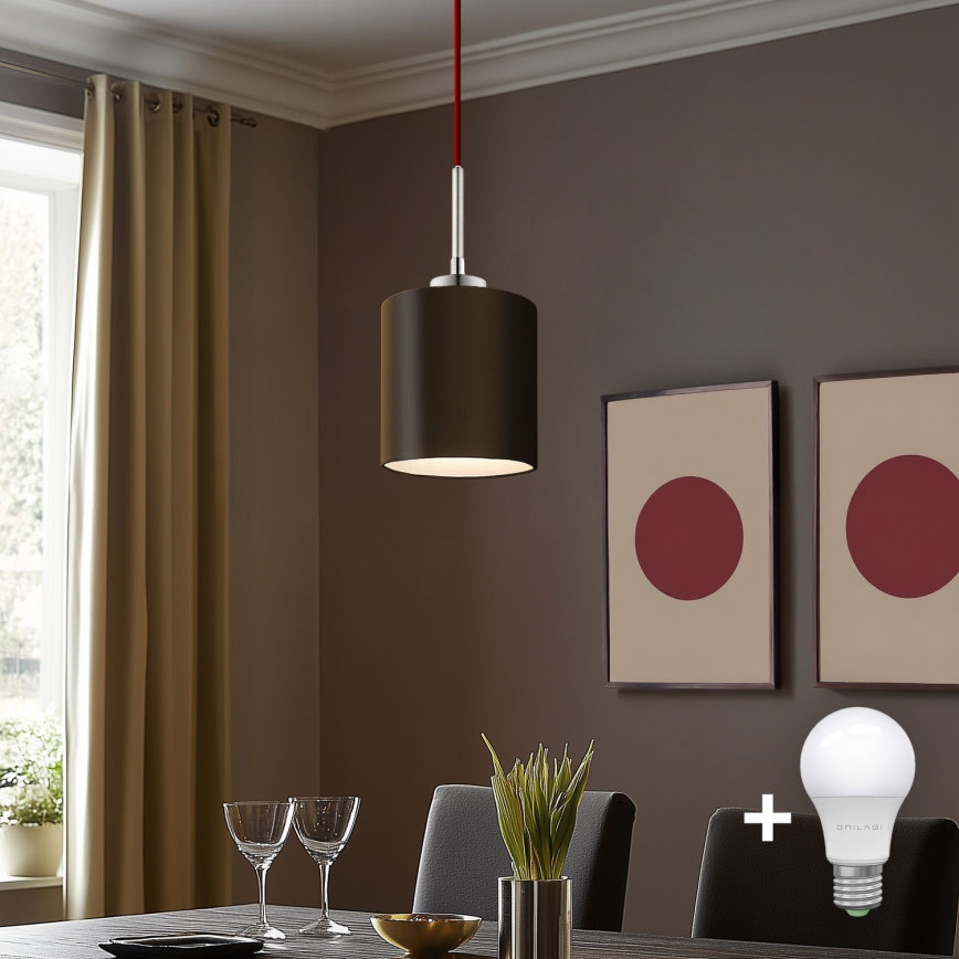 Eglo - Lampadario a sospensione LED su cavo TUNJA 1xE27/60W/230V marrone