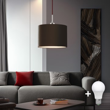 Eglo - Lampadario a sospensione LED su cavo TUNJA 1xE27/60W/230V marrone