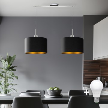 Eglo - Lampadario a sospensione LED su cavo TUNJA 2xE27/60W/230V nero
