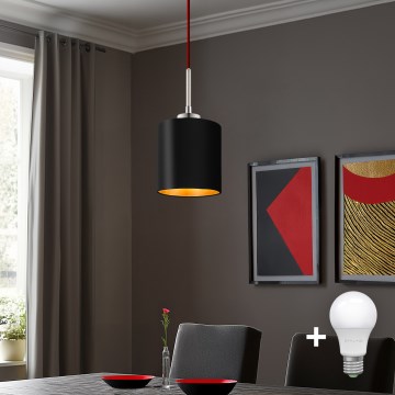 Eglo - Lampadario a sospensione LED TUNJA 1xE27/60W/230V nero