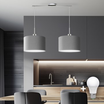 Eglo - Lampadario a sospensione LED TUNJA 2xE27/60W/230V grigio