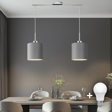 Eglo - Lampadario a sospensione LED TUNJA 2xE27/60W/230V grigio